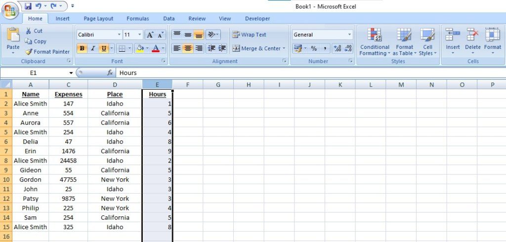 A screenshot of Microsoft Excel functions and table