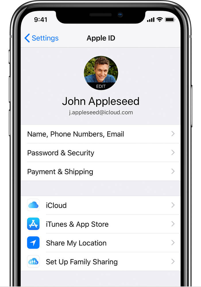 An image of a newly created Apple ID on an iPhone