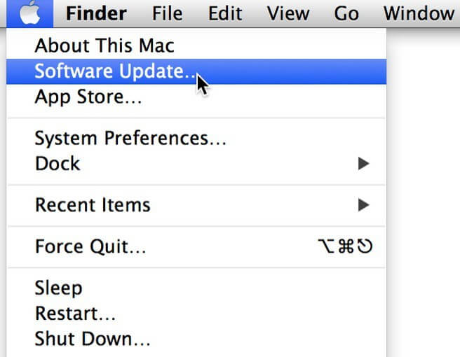 A screenshot of where to click on a Mac to push system and software updates