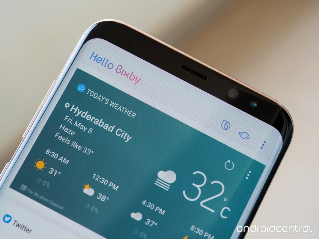 A screenshot of Bixby's interface on a Samsung Galaxy S9, Samsung's go-to AI