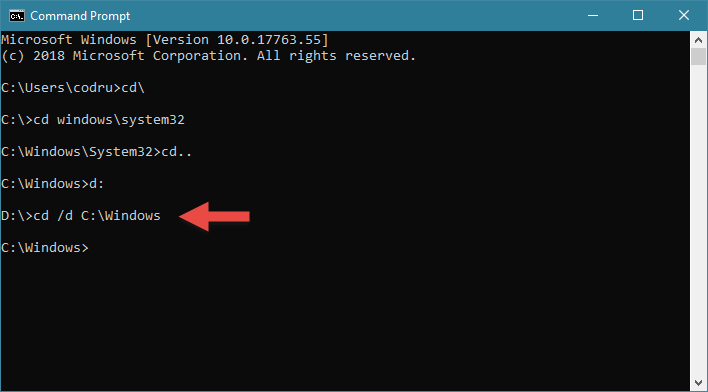 A scrrenshot of command prompt in Windows 10