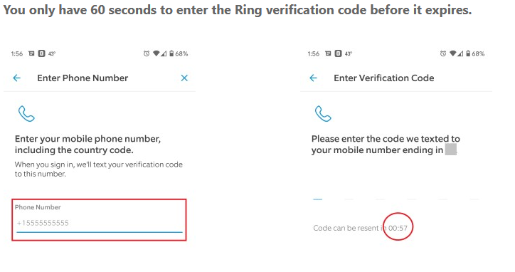 A screenshot of the Two-Step Verification settings in the Ring App. 