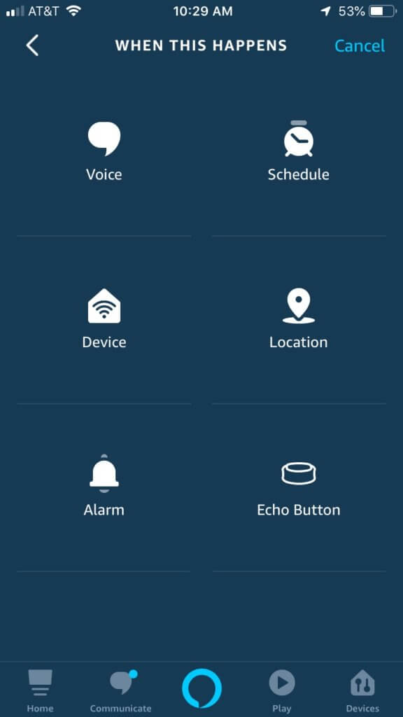 Screenshot of setting up your Alexa routines.