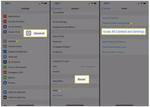 Screenshots to clear private data off iPhone