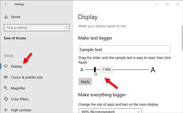 A screenshot of the Display settings in Windows 10