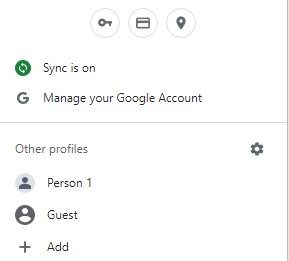 A screenshot of the Google Account profile menu.