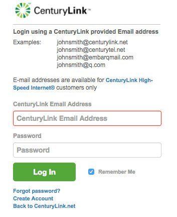 CenturyLink enter username and password