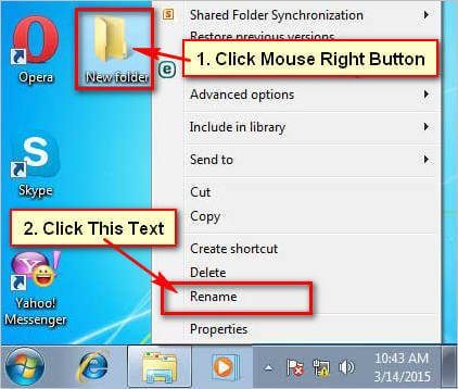 A screenshot of creating a new folder in Windows OS and how to right click and select "rename folder"