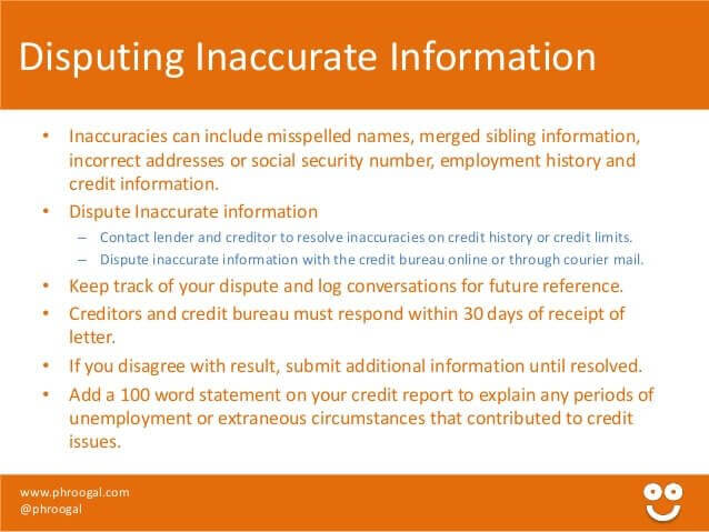 Disputing inaccurate credit information
