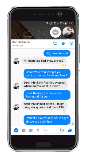 An image of a Facebook Messanger conversation on a mobile device