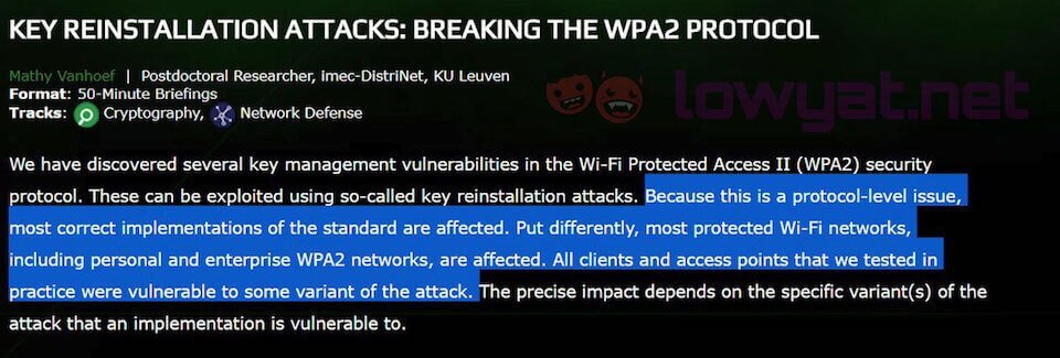 Key reinstallation attacks cracking WPA2